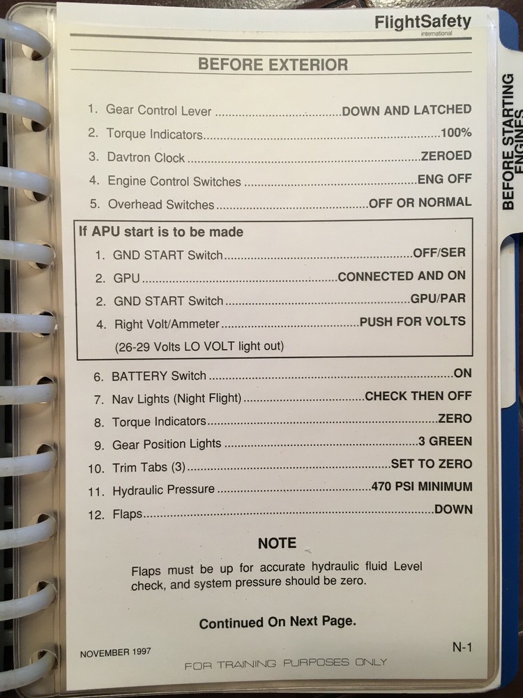 Commander Jetprop 1000 Normal Procedures Pilot Checklist aka 695A & 695B