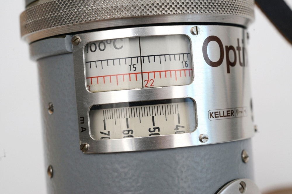 Vintage 1960s Keller Optix Pyro Pyrometer, W/ Strap & Battery, Light + Dial Work