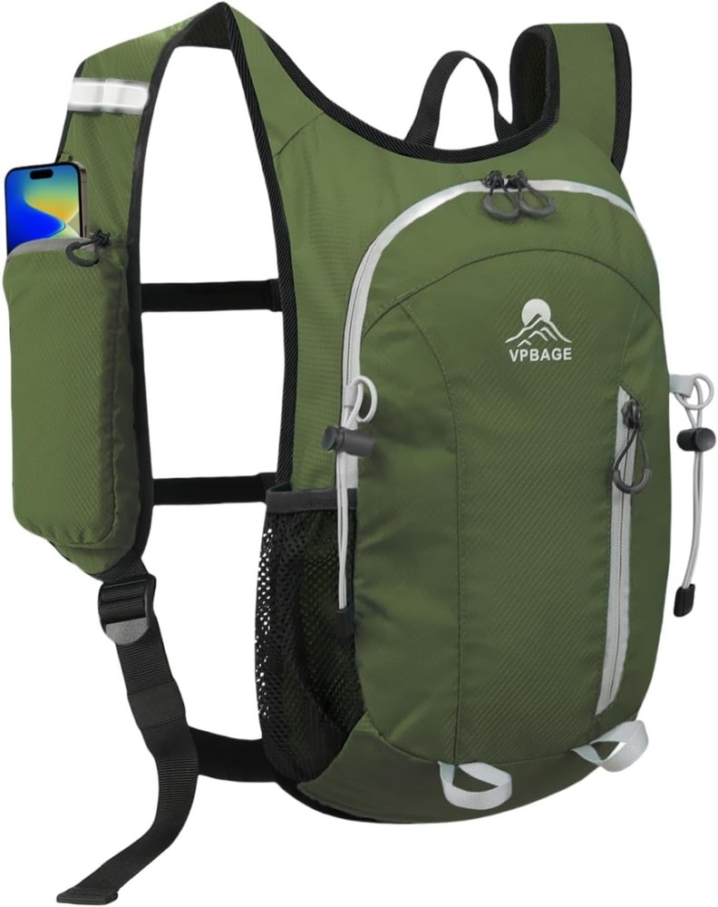 Small Hiking Backpack with Front Phone Holder, Packable Back pack Olivegreen-