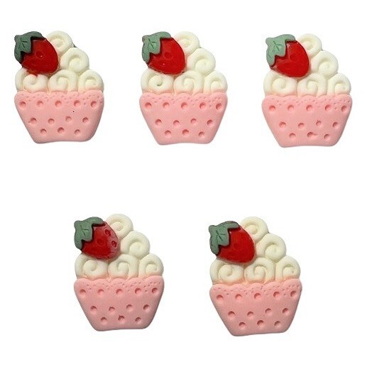 Strawberry Cupcakes - Shelly's Buttons - Flat Back Embellishments - Craft Scrap