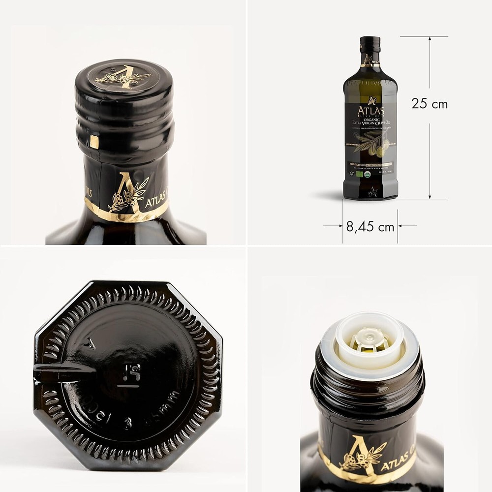 750mL Organic Cold Pressed Moroccan EVOO, Rich in Polyphenols