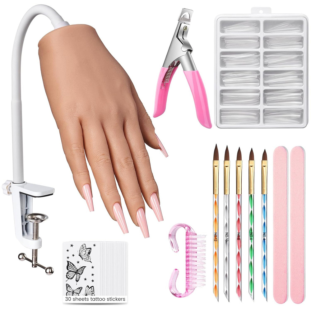Practice Hand for Acrylic Nails: Realistic Silicone Nail Hand Practice with Tatt