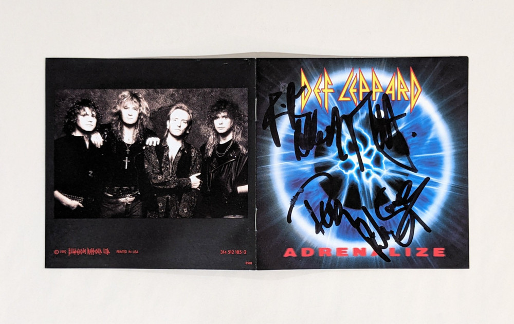 DEF LEPPARD signed ADRENALIZE compact disc CD Joe Elliott +4 Autograph coa