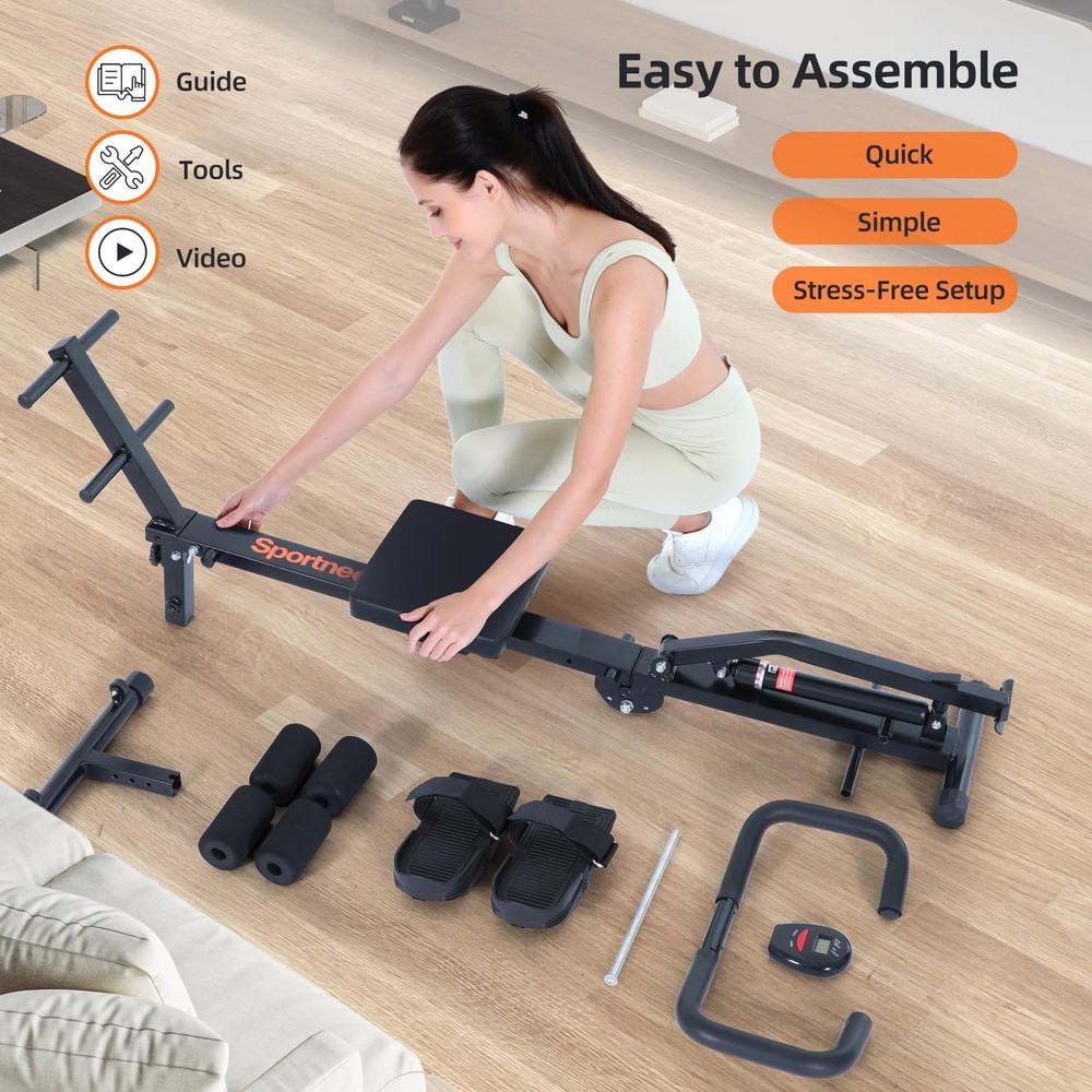Sportneer Foldable Rowing Machine for Home, Hydraulic Rowing Machine with 12-...