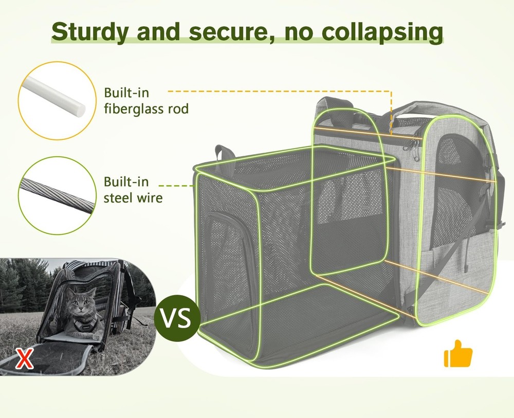 Pecute Cat Carrier Backpacks, Expandable Cat Backpack with Breathable Mesh, P...