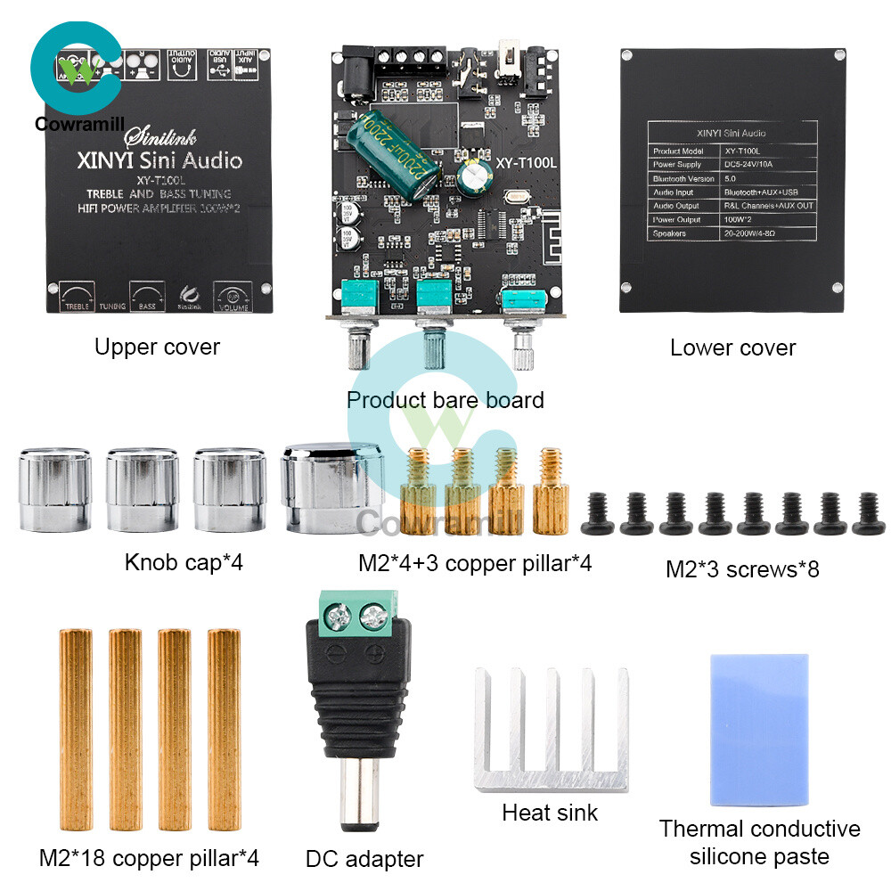 T100L Bluetooth 5.0 Subwoofer Amplifier Board Digital Audio Player MP3 Decoder