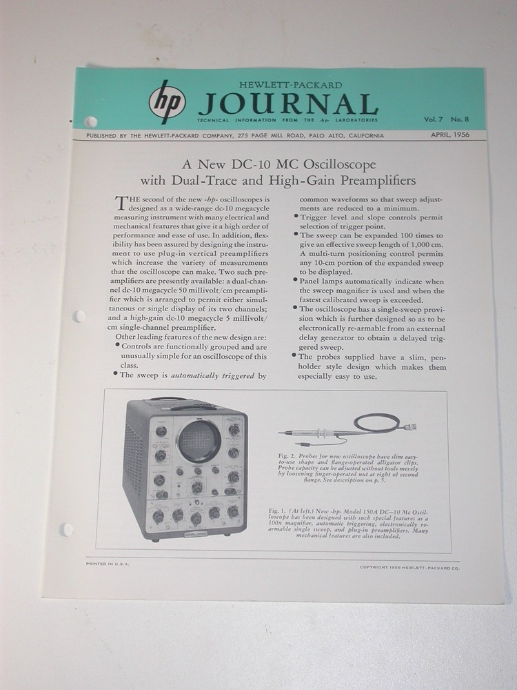 Lot of 7 Hewlett-Packard Journal Partial Year 1956