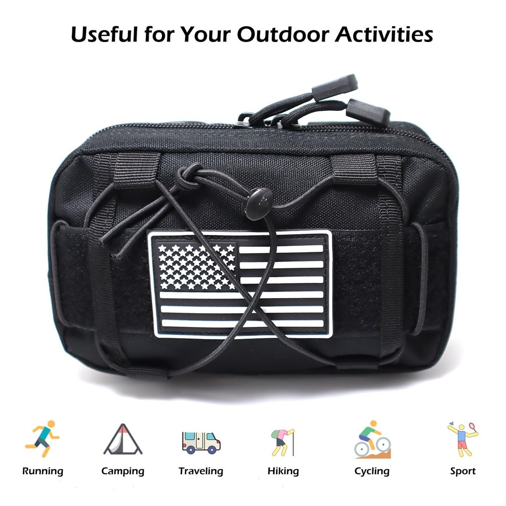 Tactical Molle Admin Pouch Compact Utility EDC Tool Bag with Shoulder Black