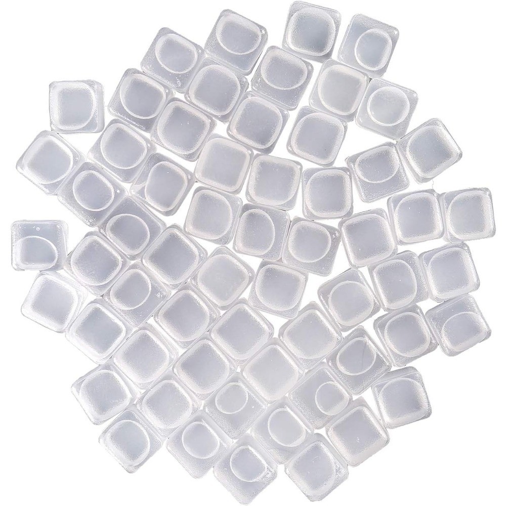 60 Pcs Reusable Plastic Ice Cubes, Clear & White, Keep Drinks Cold for Lemonade