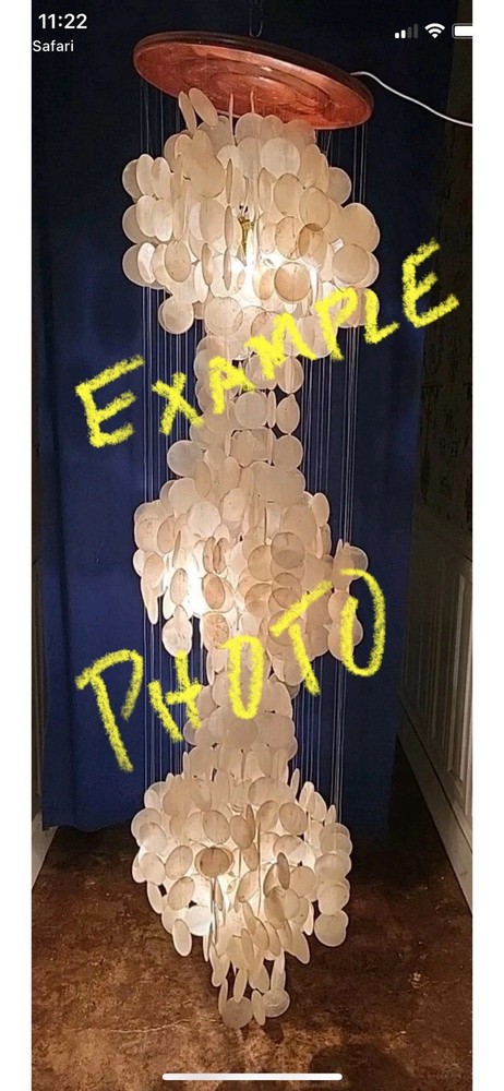 Vintage Capize Lamp, 3 Tier Chandelier, MCM Mid-Century Modern Light, Needs Work