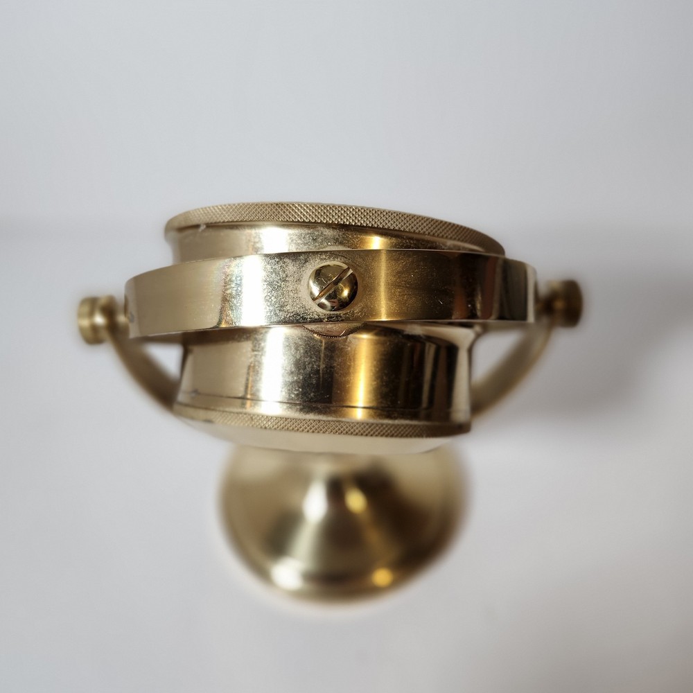Vintage Seth Thomas 1044 Schooner Solid Brass Gimbal Ships Quartz Clock - Works!