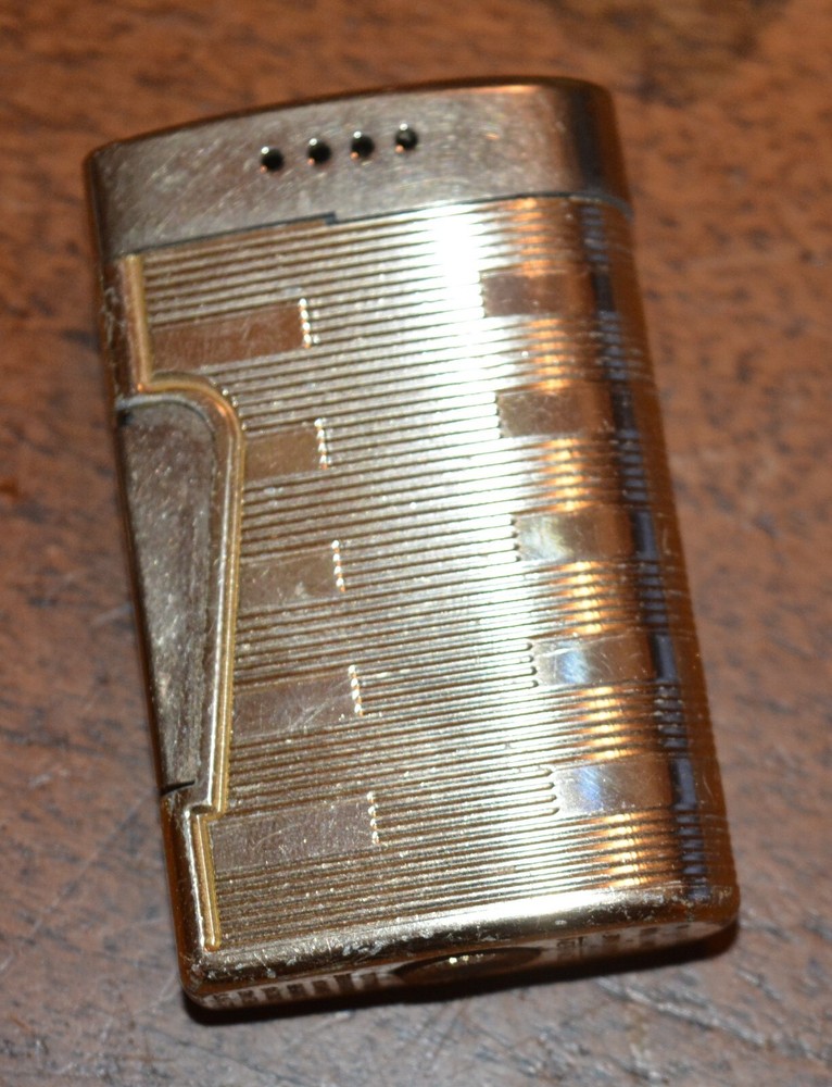 VTG RONSON Lighters (5) Gold Black Monogrammed EMPTY