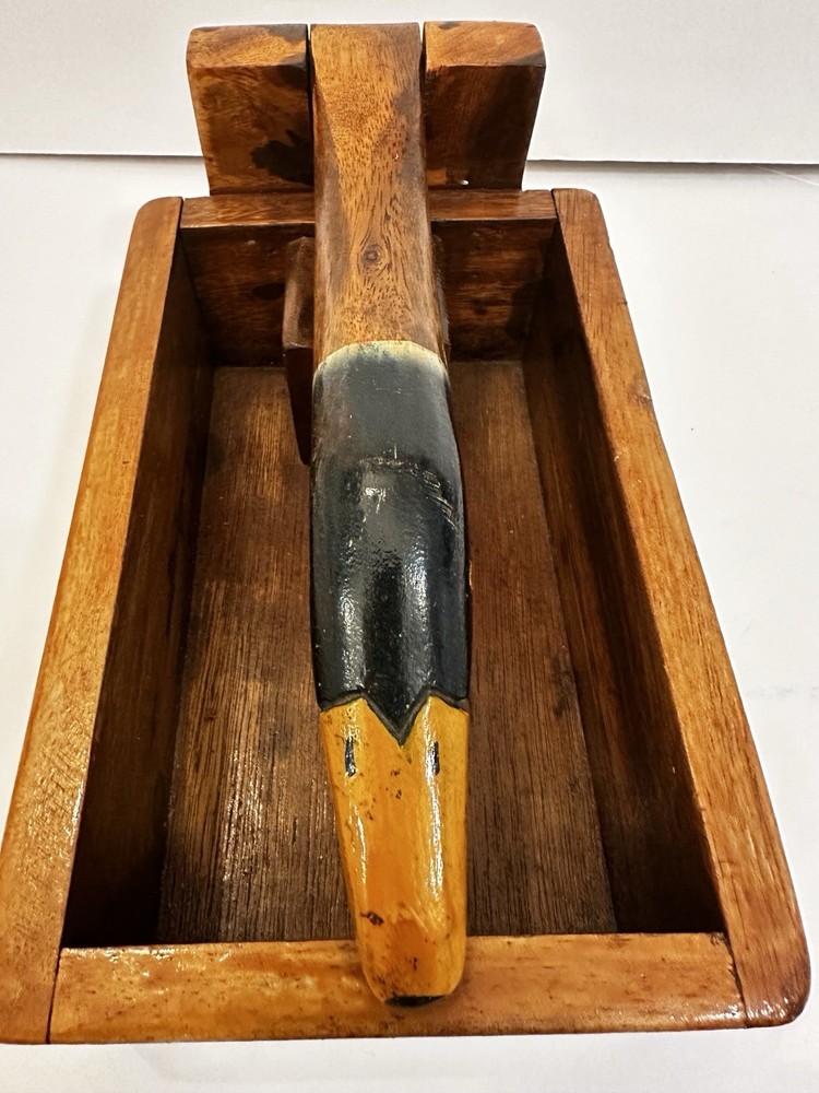 VINTAGE WOODEN DUCK NUT CRACKER HEAD BOX