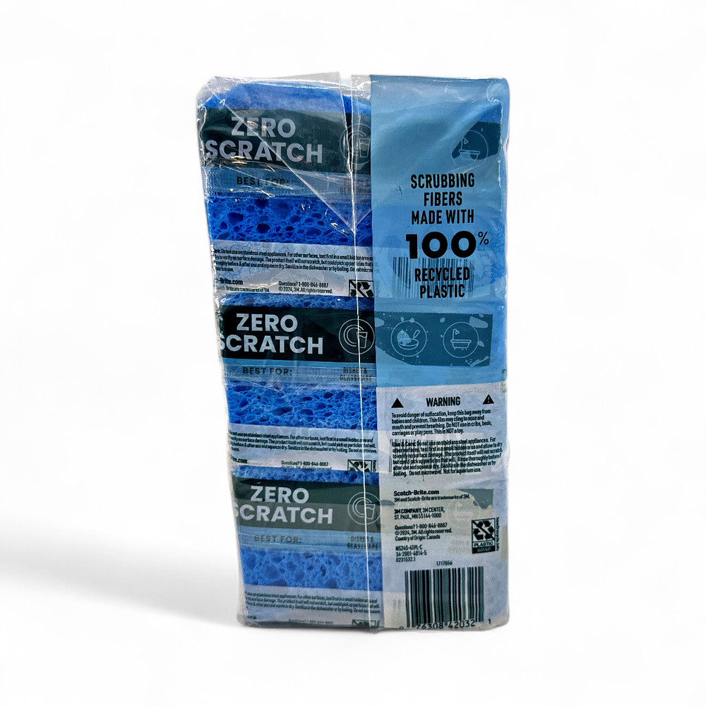 Scotch-Brite Zero Scratch Scrub Sponges, Individually Wrapped - 24 Count