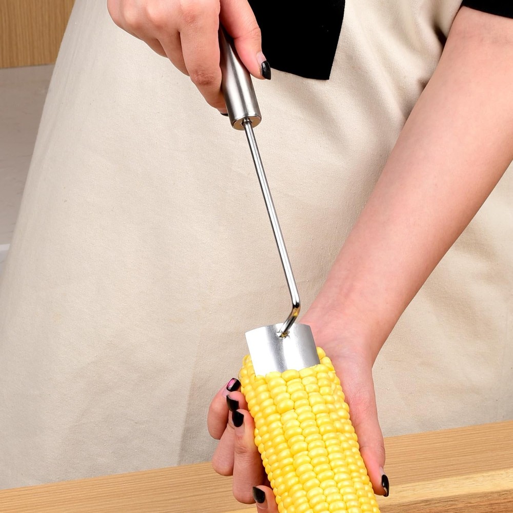 NEW Long Handle Stainless Steel Corn Stripping Tool StripChef Silver