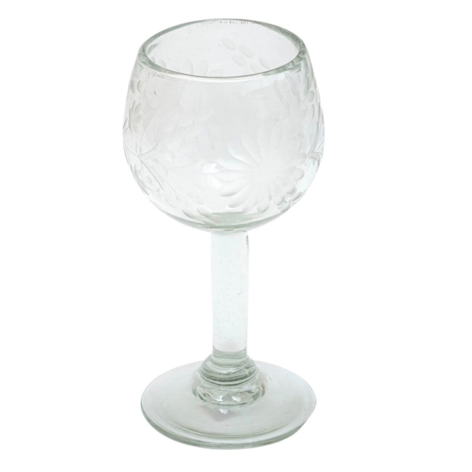 Handblown Etched Mexican Wine Glasses