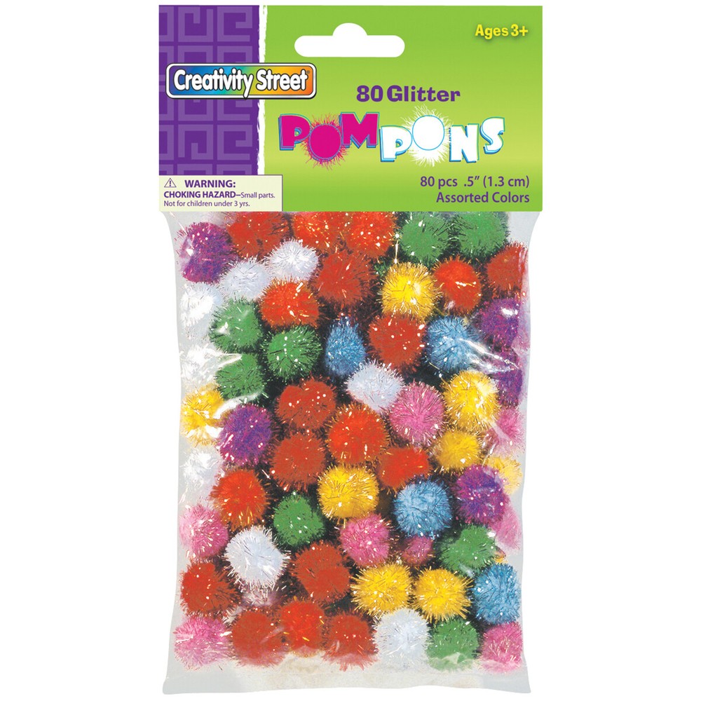 Glitter Pom-Pons Variety Pack 80/Pkg Assorted