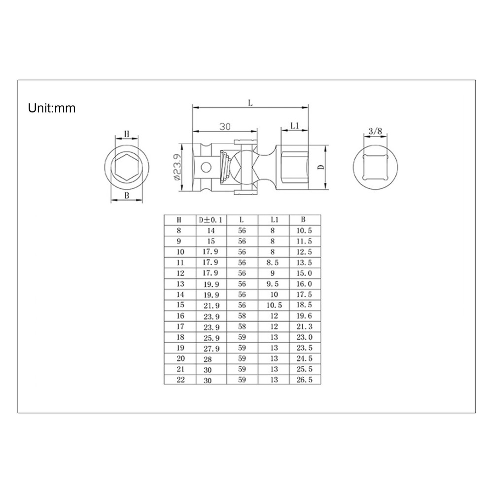 Universal Joint Socket Set, 15-Piece 3/8" Socket Set, Swivel Socket Set