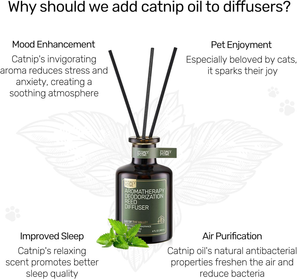 Reed Diffuser for Pet Odor Elimination, Lavender Cedar, Non-Toxic & Pet-Friendly