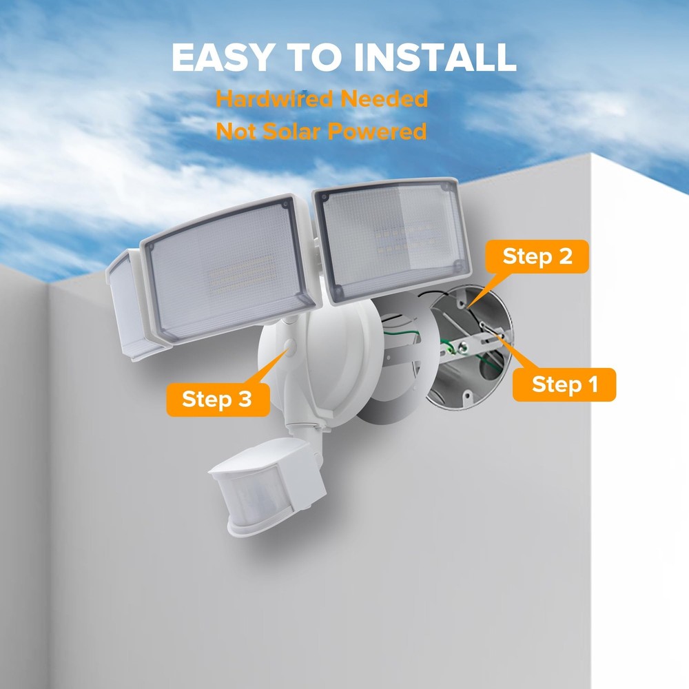 UME 2 Pack 5500LM LED Security Lights Motion Sensor Light 2 Pack, White