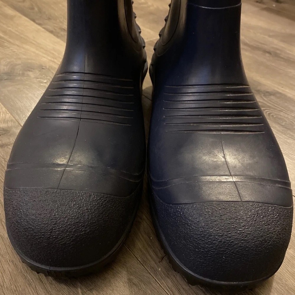Boot Plain Toe Cleated Boot Pull On Rubber 16” Blue Men's Sz 13 Made In USA EUC
