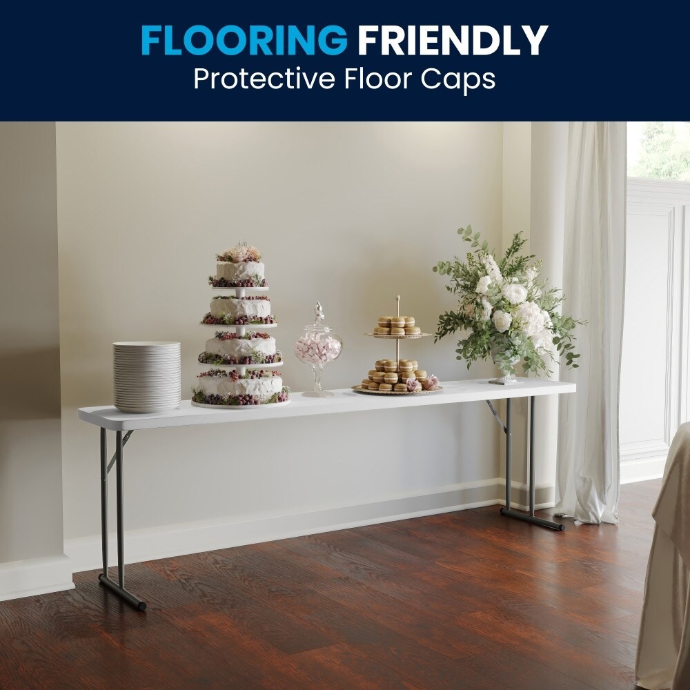 18 W X 96 L Plastic Folding Training Table With Granite White Surface