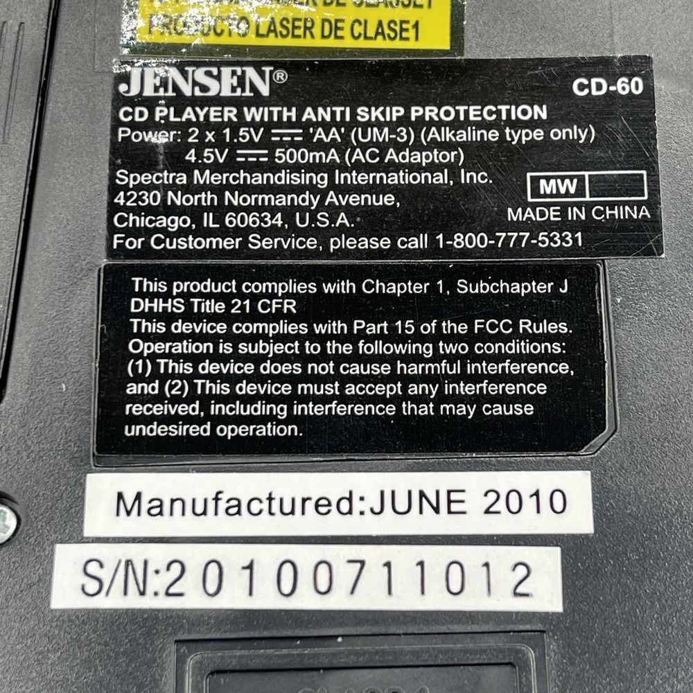 Jensen CD-60 Portable CD Player: Tested & Working!
