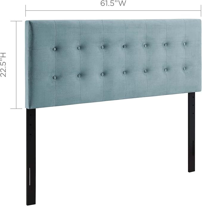 Modway Emily Queen Biscuit Tufted Performance Velvet Headboard in Light Blue