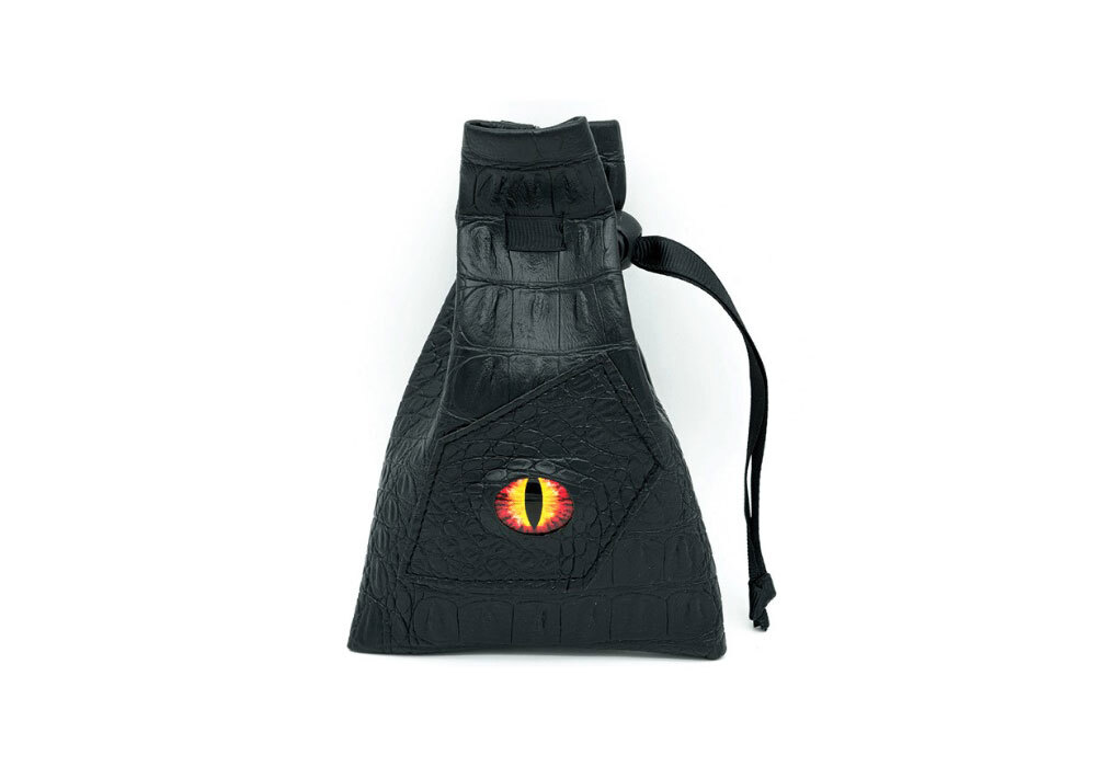 Black Leatherette Fire Demon Eye Dice Bag