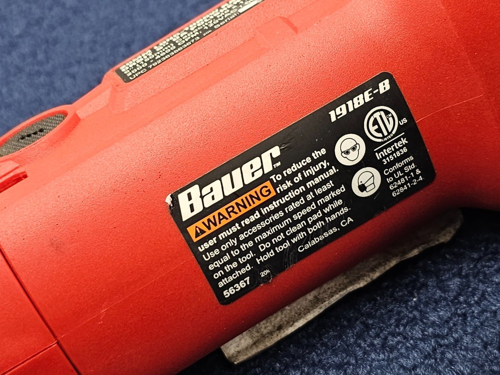 Bauer 1918E-B 20MM 6" 7.5 Amp Dual Action Random Orbit Polisher Buffer Speed
