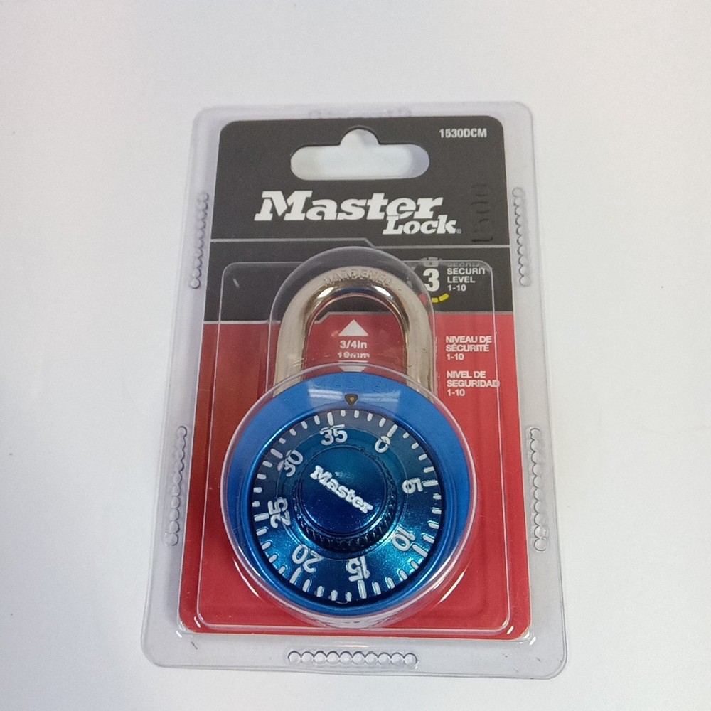 New In Package Master Lock Level 3 Security Combination Padlock Blue