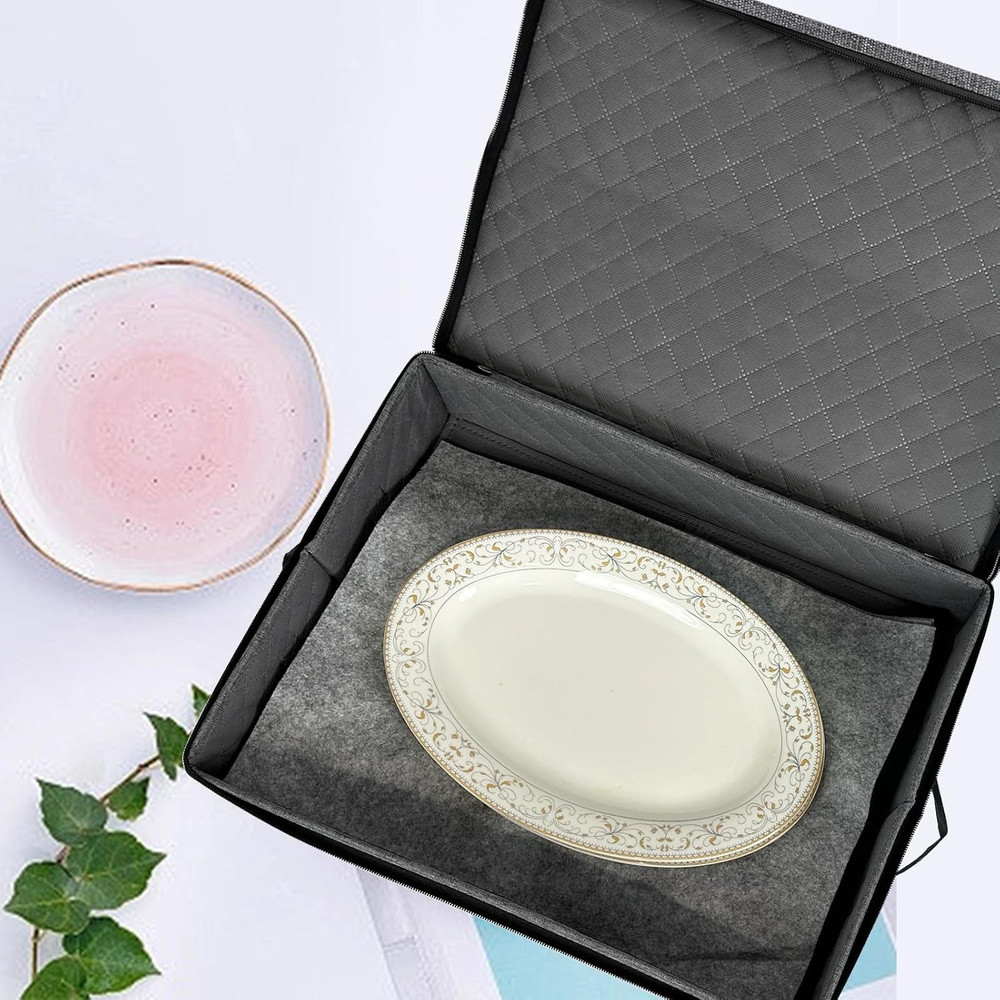 Platter Storage Case - Stackable China Storage Containers Hard Shell with Durabl