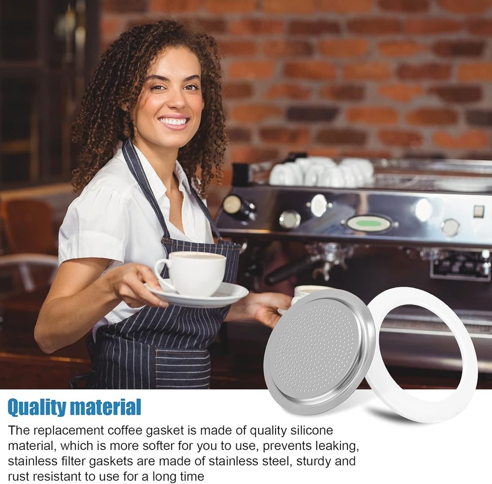 Moka Pot Replacement Gasket and Filter Set for 1-Cup Espresso Makers