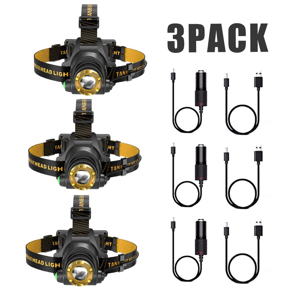 3 x Super Bright LED Headlight Headlamp Head Torch Flashlight 3 Modes Light