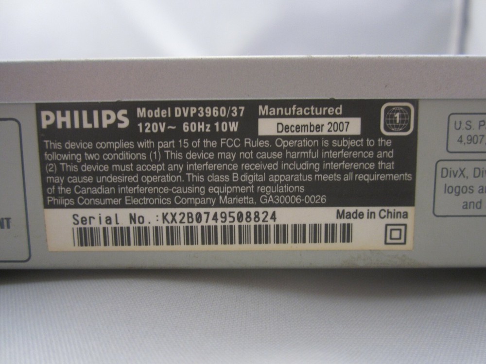 Philips DVD Player DVP3960/37 AS-IS