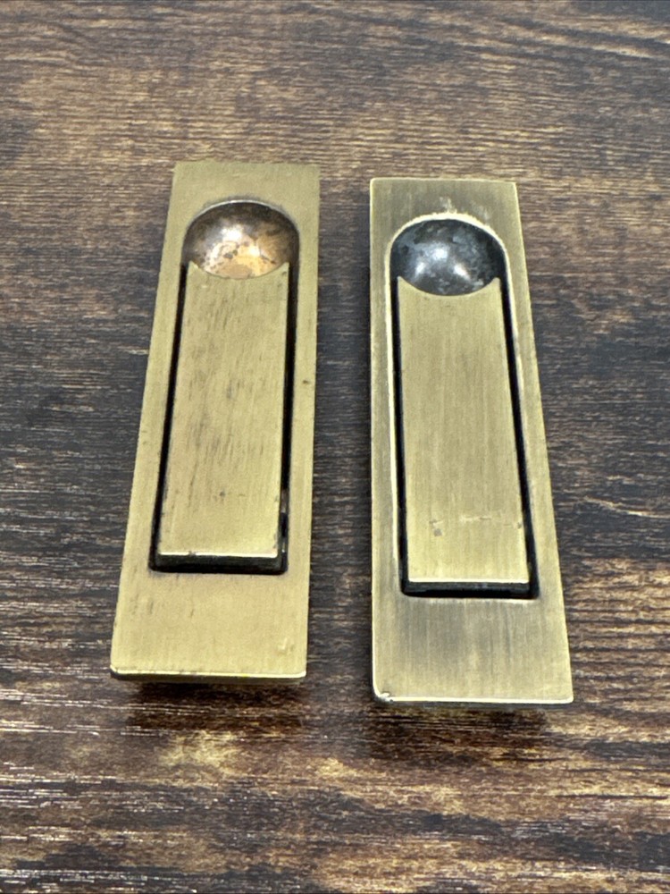 Drexel Passage Door Pulls 2 Brass Handle Campaign KCB N15812 Vintage Replacement