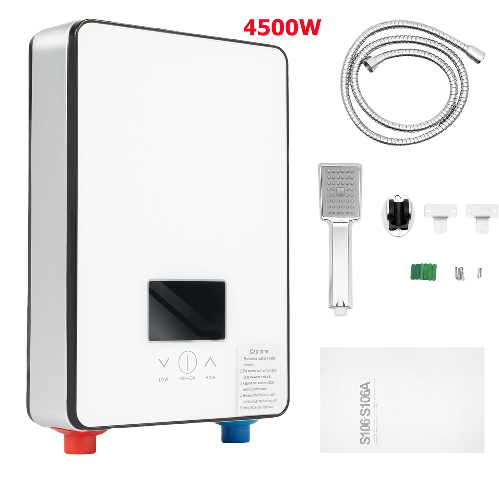 110V Whole House Electric Tankless Instant Water Heater 4500W with Shower Head
