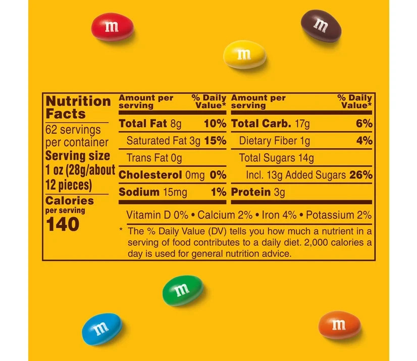 M&M'S Peanut Milk Chocolate Candy, 62 oz.