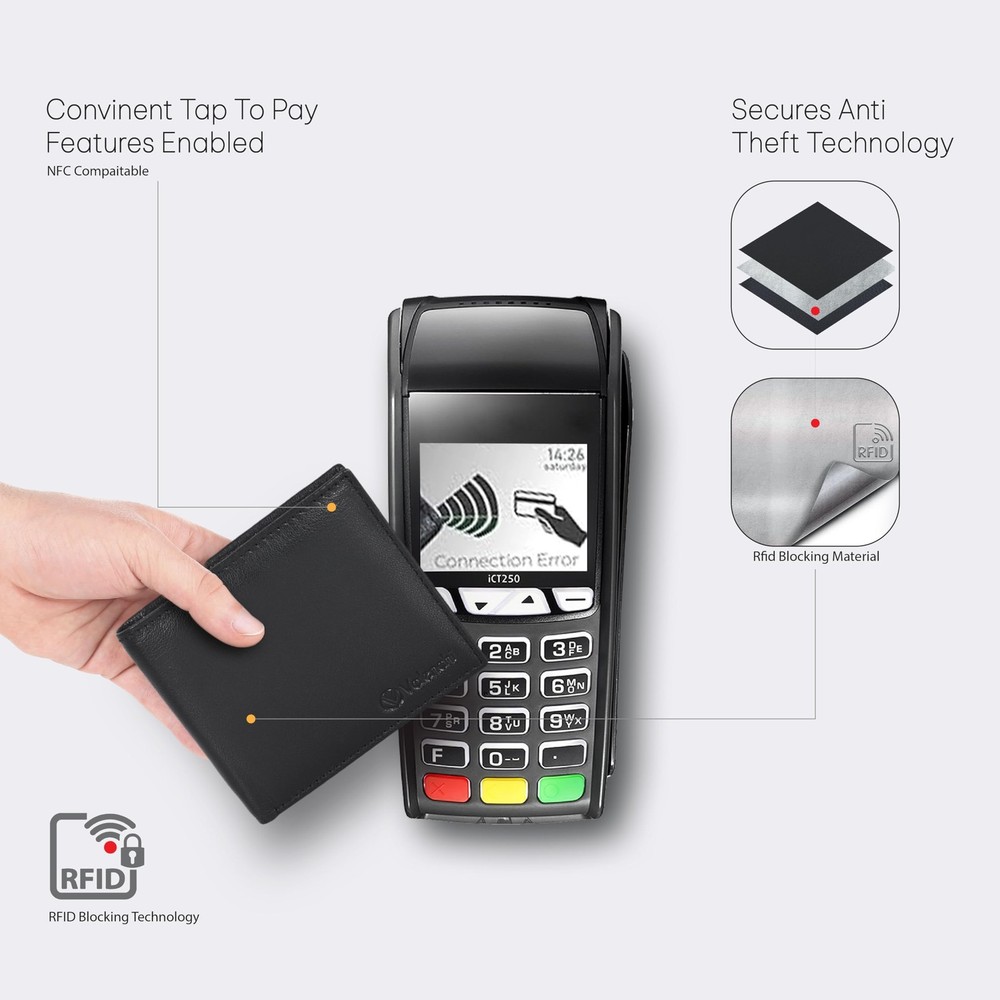 VALENCHI Genuine/Real Leather Bifold Wallet For Men - RFID Blocking/Protected...