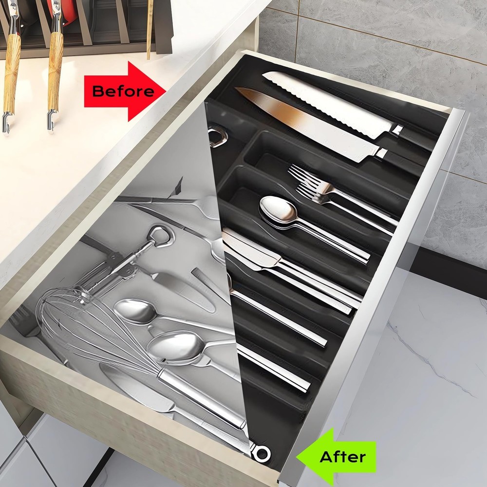 Flatware Organizers - Kitchen Drawer Organizer for Utensils and Silverware Ex...