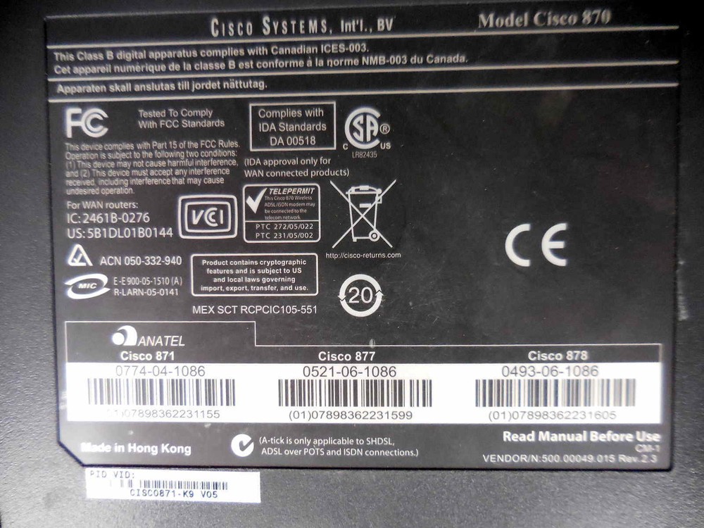 Cisco 800 Series Router AS-IS #7m0