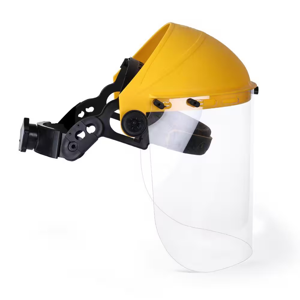 3-Pack, Yellow/Clear, Reusable Face Shield with Ratchet