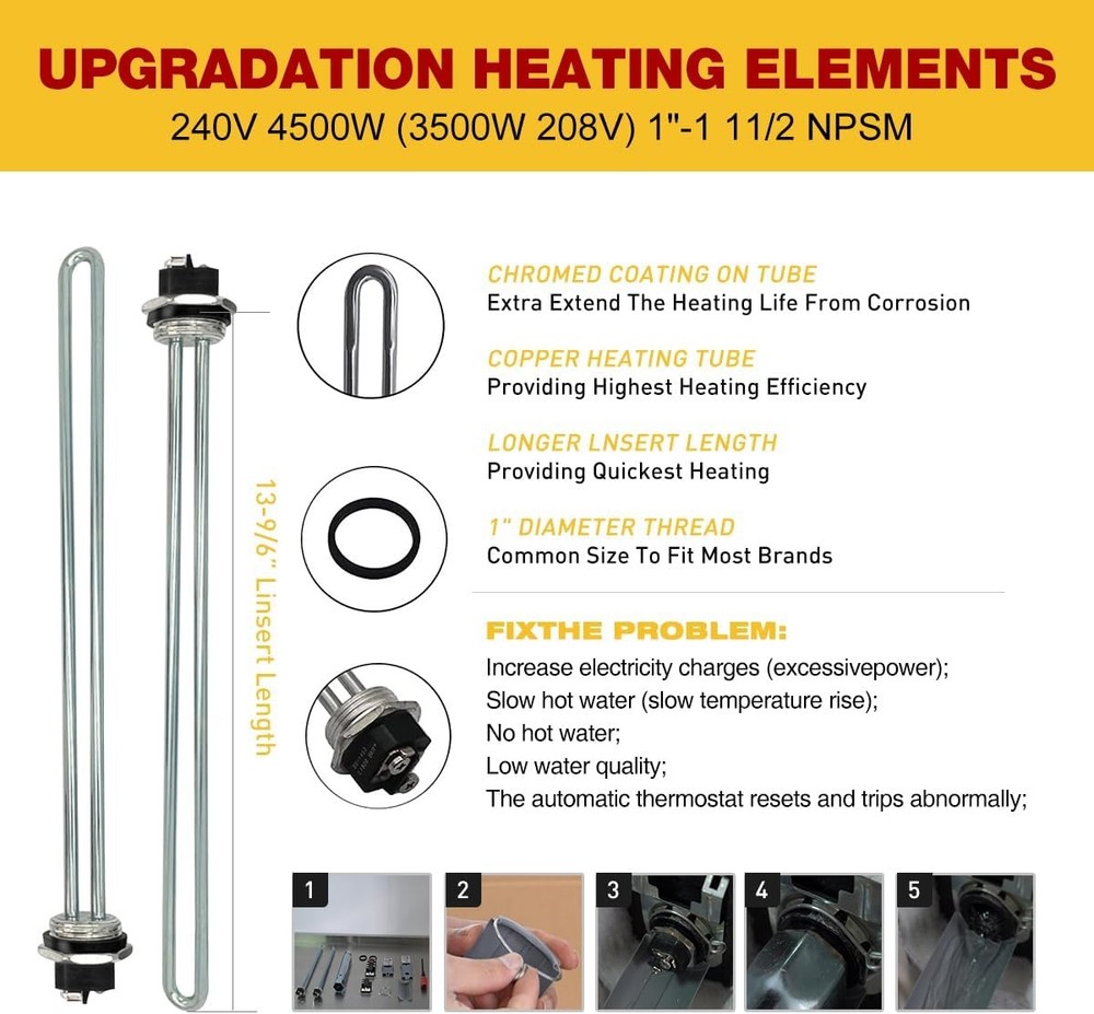 Electric Water Heater Thermostat,Include 1x KST203 Upper Thermostat & 1x KST200