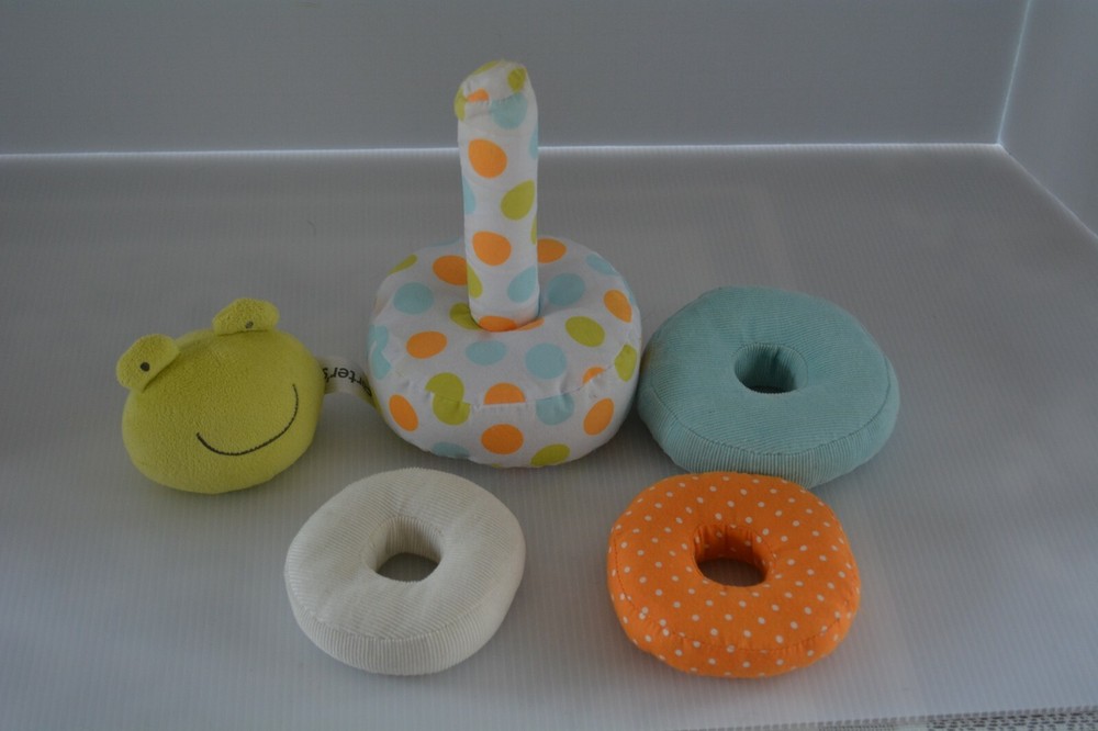Carter's Plush Baby Soft Ring Stacker Frog Teether Toy Infant Learning HTF Rare