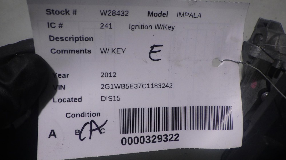 12 CHEVROLET IMPALA Ignition W/Key