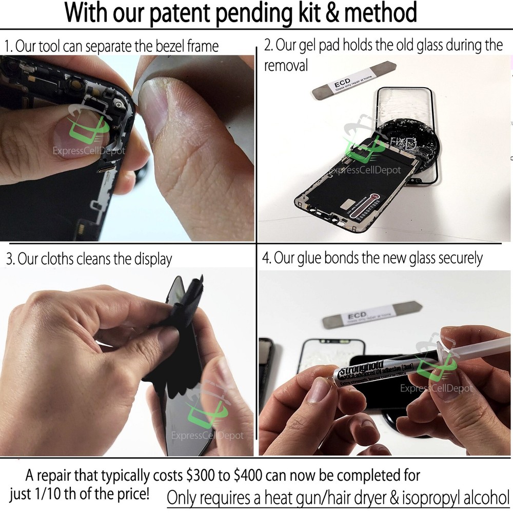For Apple iPhone 15 Pro Max Screen Front Glass Only Replacement Kit Guide Tool