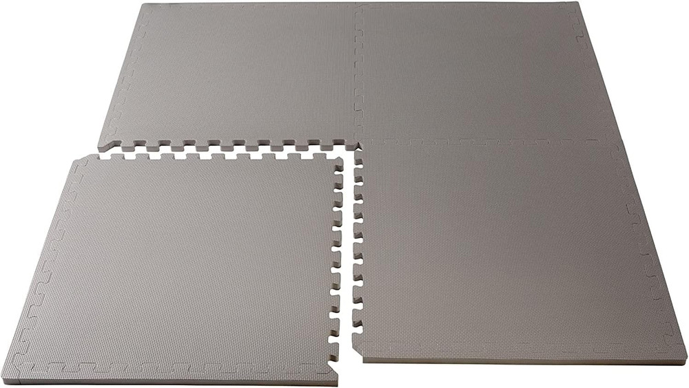 1" Thick Multipurpose Exercise Floor Mat with EVA Foam, Interlocking Tiles, Anti