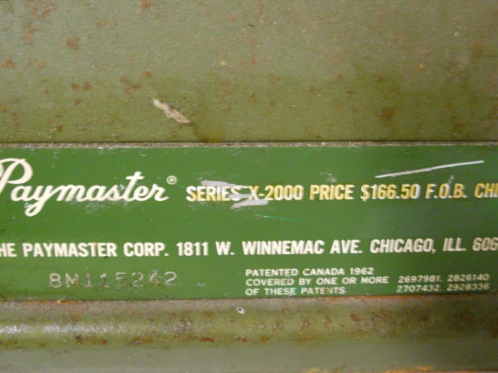 Vintage Paymaster Series X-2000 Check Writer Embosser Machine