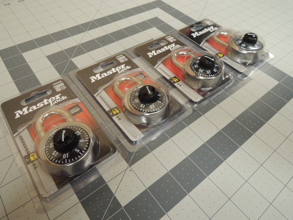 (4) Master Lock 1500D Locker Lock Combination Padlocks, Black - NEW