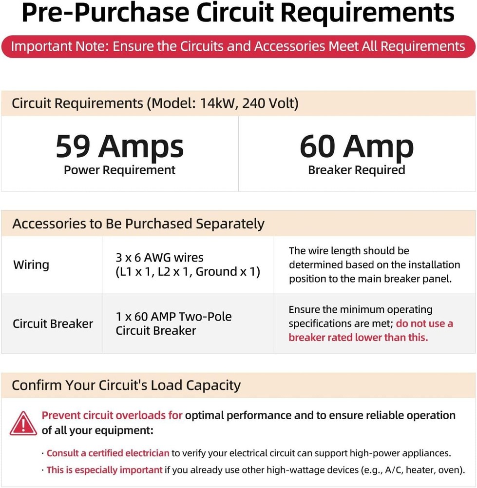14kW Tankless Water Heater Electric 240V On Demand Instant Hot Water Heater